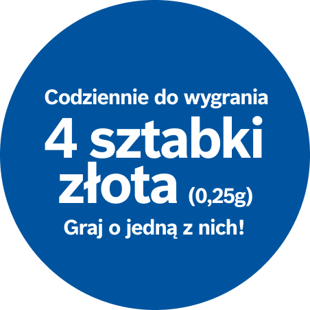 Codziennie do wygrania 4 sztabki złota (0,25g). Graj o jedną z nich!